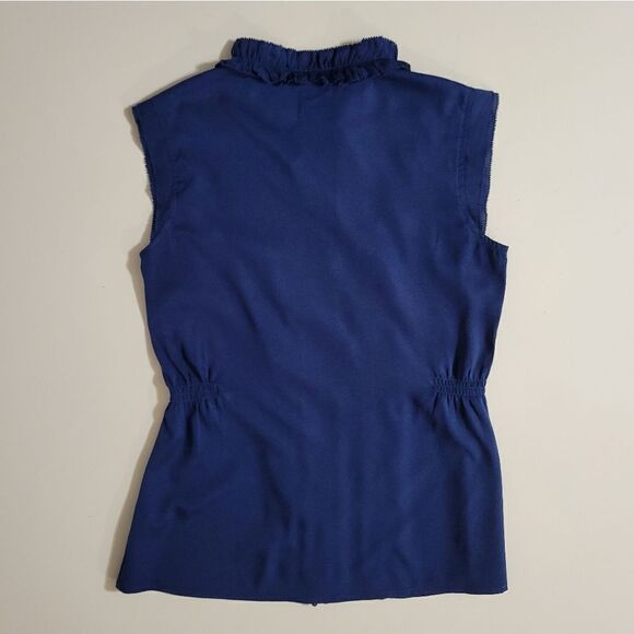 Converse Women's Sleeveless Navy Button-Down Blouse with Ruffle Front - Picture 12 of 12